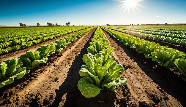 Fresh lettuce garden beautiful nature landscape background photo illustration