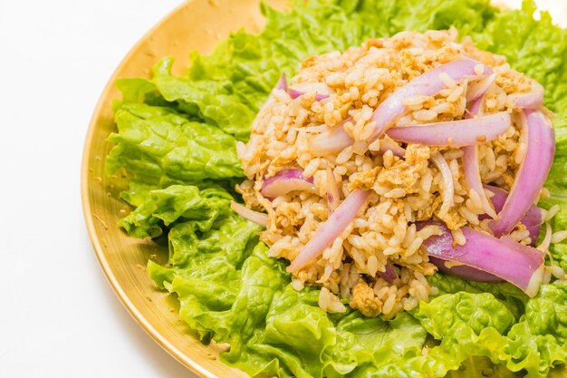 Fresh lettuce kimbap on pure white background