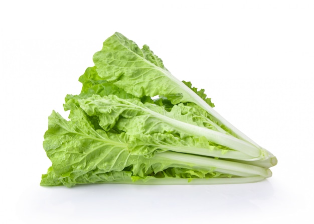 Fresh lettuce leaves isolated on white