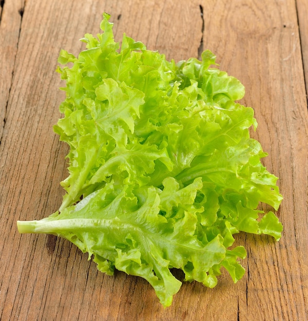 Fresh lettuce on wooden background