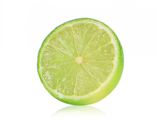 Fresh lime or lemon cut in half isolate on white background