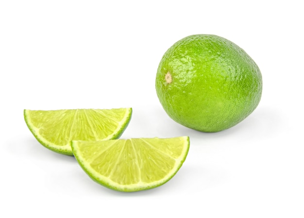 Fresh lime slices isolated on white