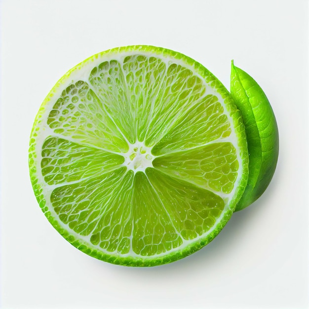 Fresh lime slices on white background