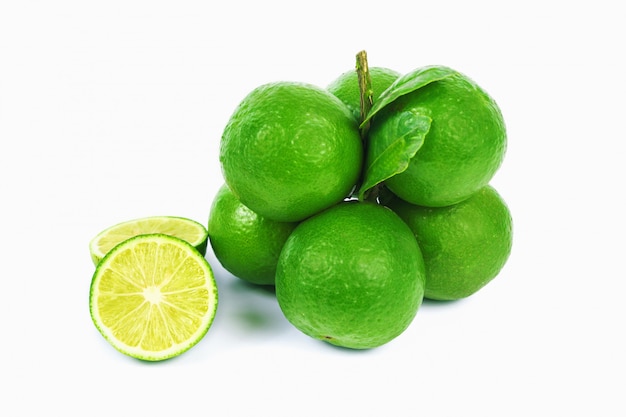 Fresh lime on white background