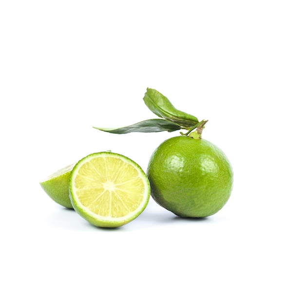 fresh lime on white background