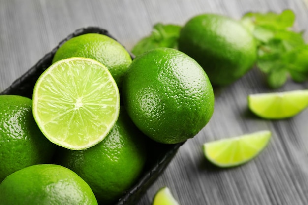 Fresh limes closeup