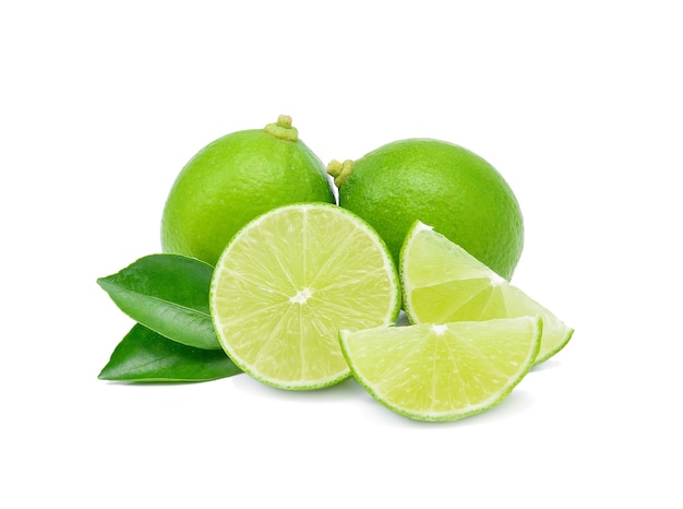 Fresh limes isolated on a white background