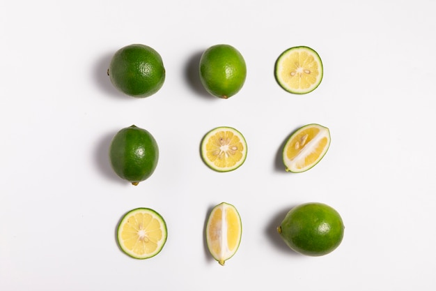 Fresh limes and lime slices