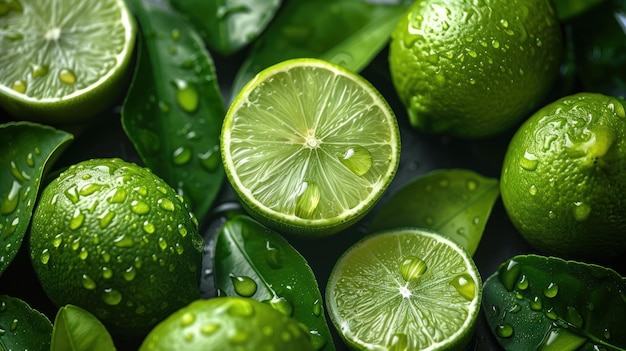 Fresh Limes with Water Droplets