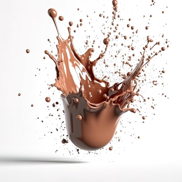 Fresh Liquid Chocolate splash white background Generative ai