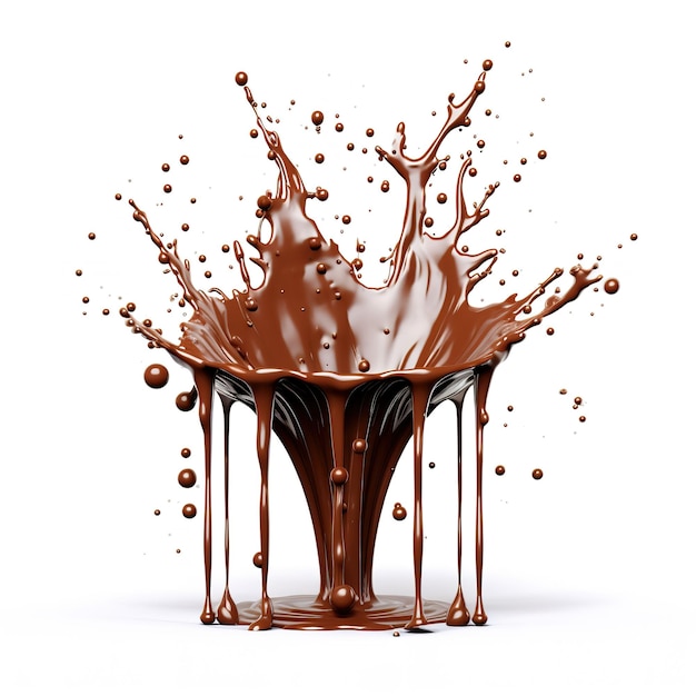 Fresh Liquid Chocolate splash white background Generative ai