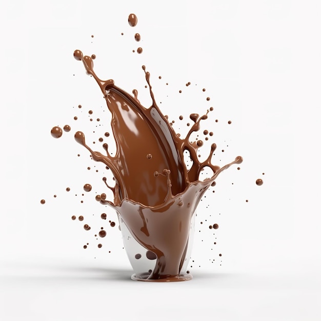 Fresh Liquid Chocolate splash white background Generative ai