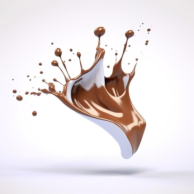 Photo fresh liquid chocolate splash white background generative ai