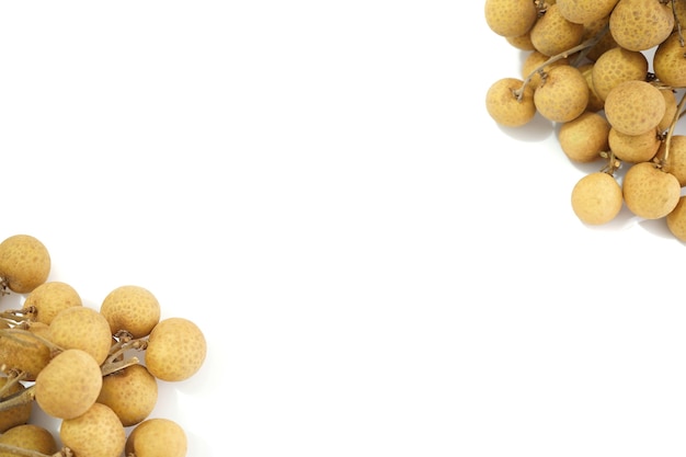 Fresh longan on white background.