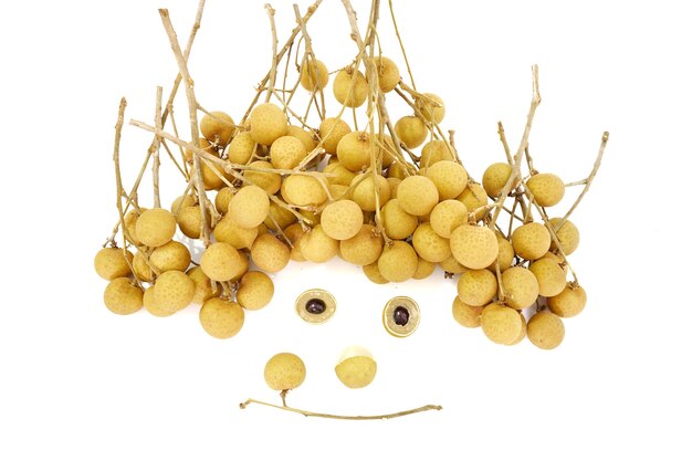 Fresh longan on white background.