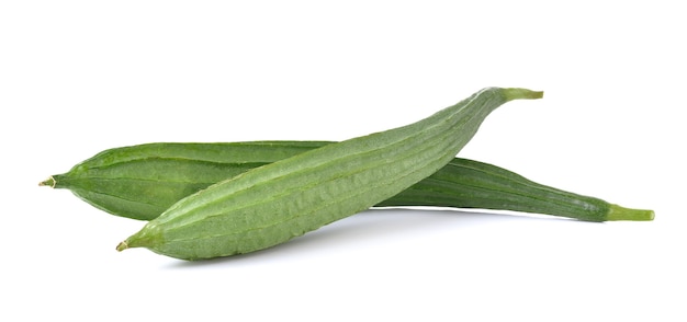 Fresh luffa vegetable on white background