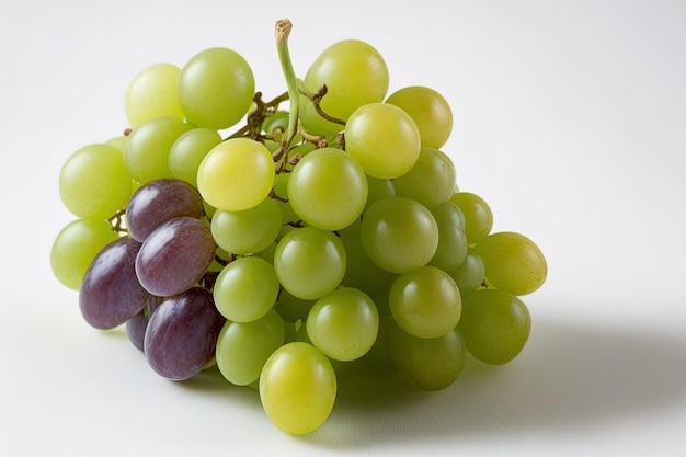 Fresh luscious grapes set off on a white background