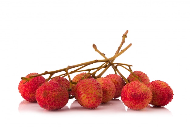 Fresh lychees isolated on white background