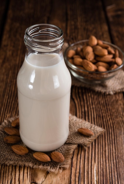 Fresh made Almond Milk selective focus