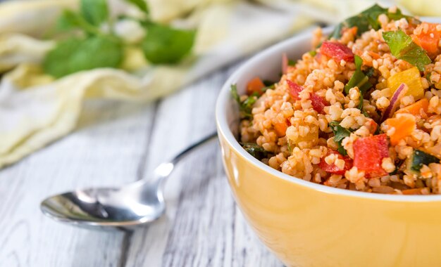 Photo fresh made bulgur salad