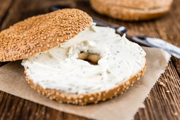 Fresh made cream cheese Bagel