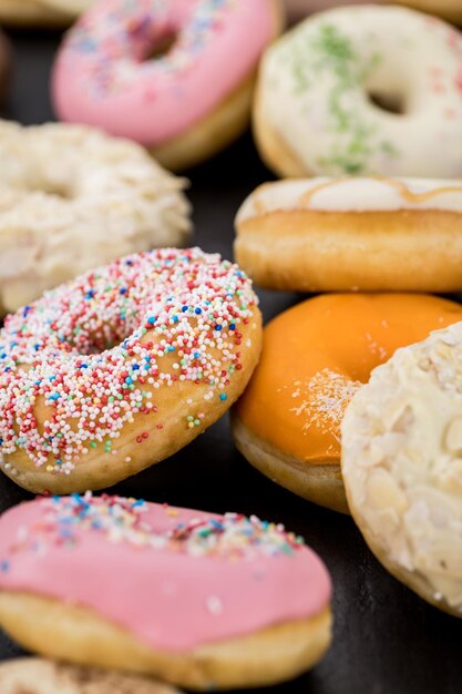 Fresh made Donuts closeup shot