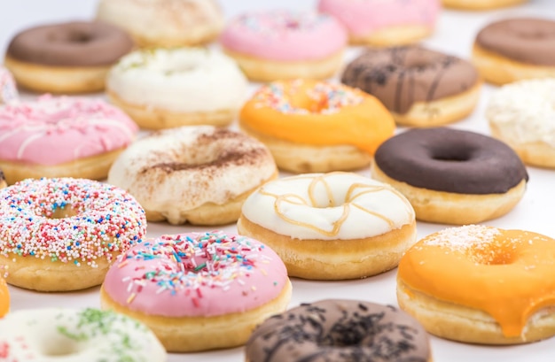 Fresh made Donuts closeup shot