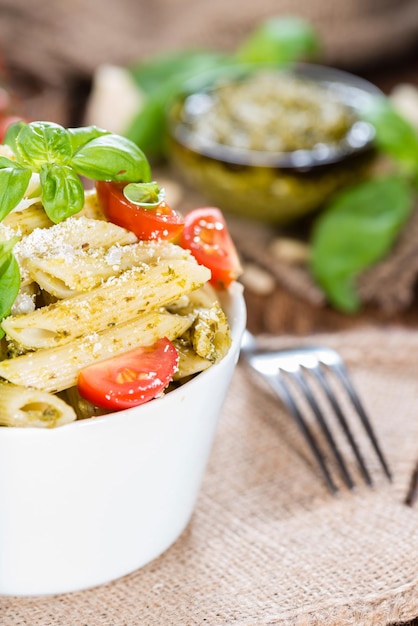 Fresh made Penne with Basil Pesto