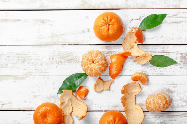 Fresh mandarines on wood table