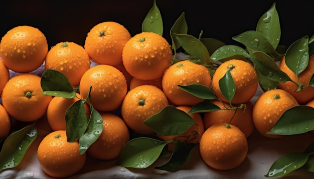 Fresh mandarins on the table after being washed