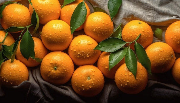 Fresh mandarins on the table after being washed