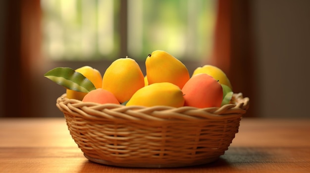 fresh mango fruit in basket