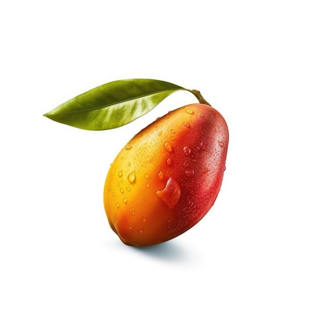 Fresh mango fruit flying in isolated white background studio shot