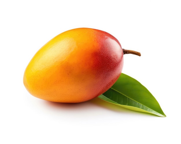 Fresh mango fruit flying in isolated white background studio shot