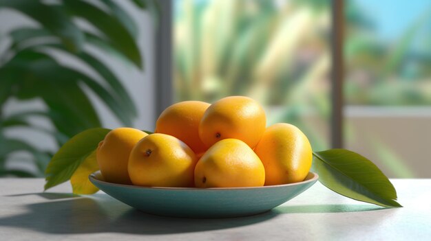 fresh mango fruit on plate