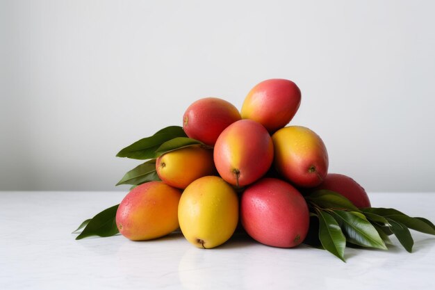 Fresh mango solid color background image generative ai