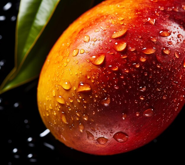 Fresh mango with drops of water