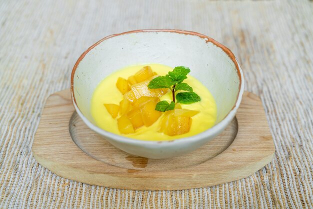 fresh mango with yoghurt bowl