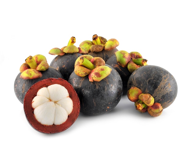 fresh mangosteen on a white background