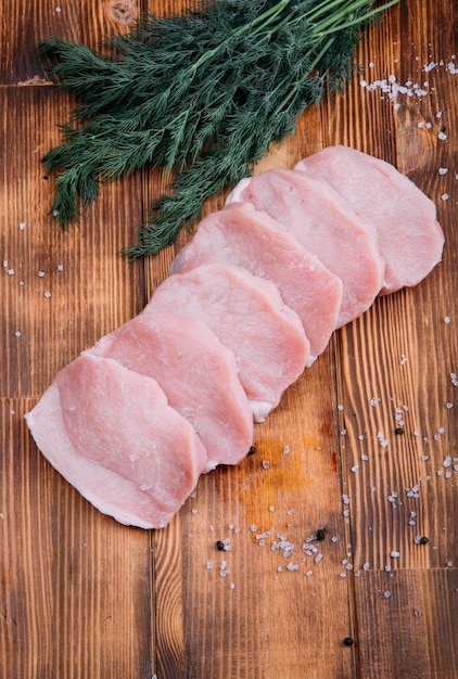 fresh meat on a wooden background