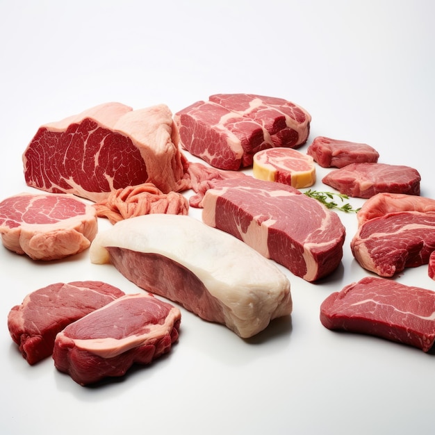 fresh meats on white background