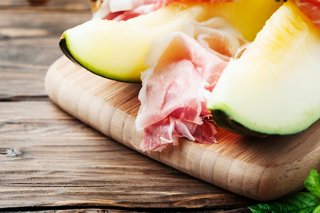 Fresh melon and spanish hamon