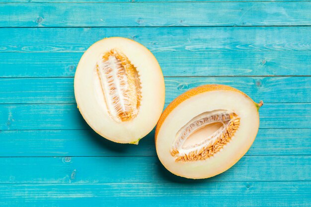 Fresh melon on wooden 