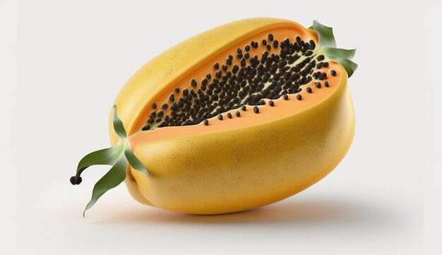 Fresh mexican ripe papaya fruit white background AI Generated image