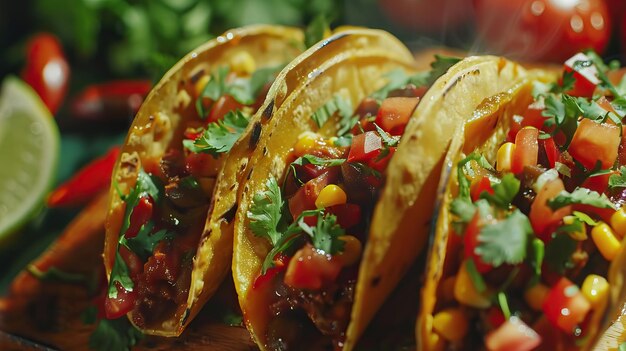 Fresh Mexican tacos and ingredients