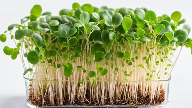 Fresh micro greens closeup Vegan and healthy eating concept