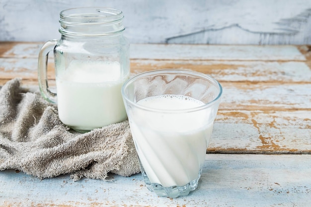 Fresh milk in a glass on the table