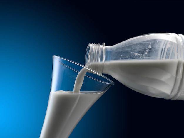 Fresh milk poured into a glass