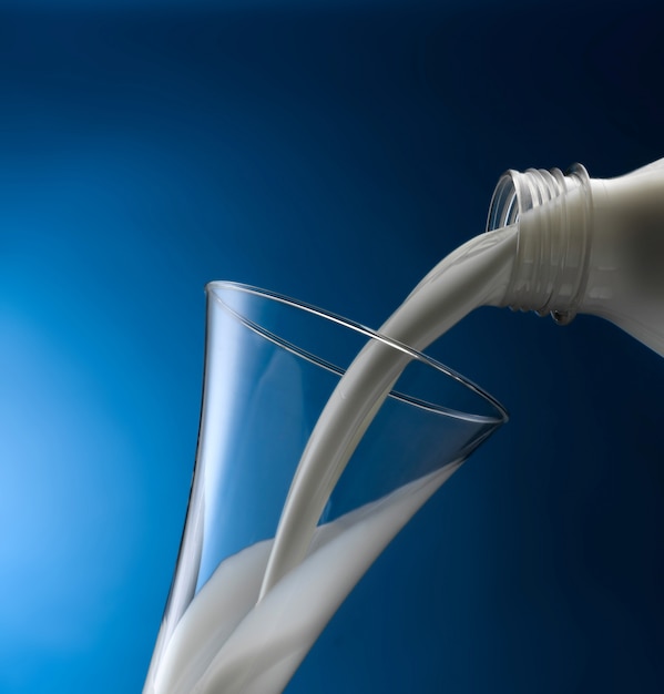 Fresh milk poured into a glass