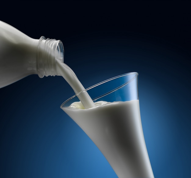 Fresh milk poured into a glass